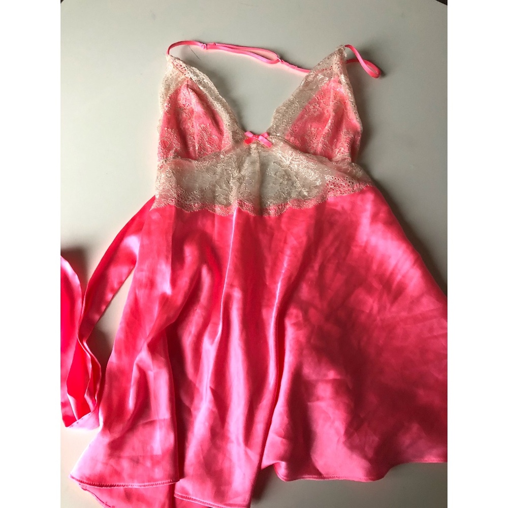 Victoria's Secret Pink Silk and Lace Halter Nighti